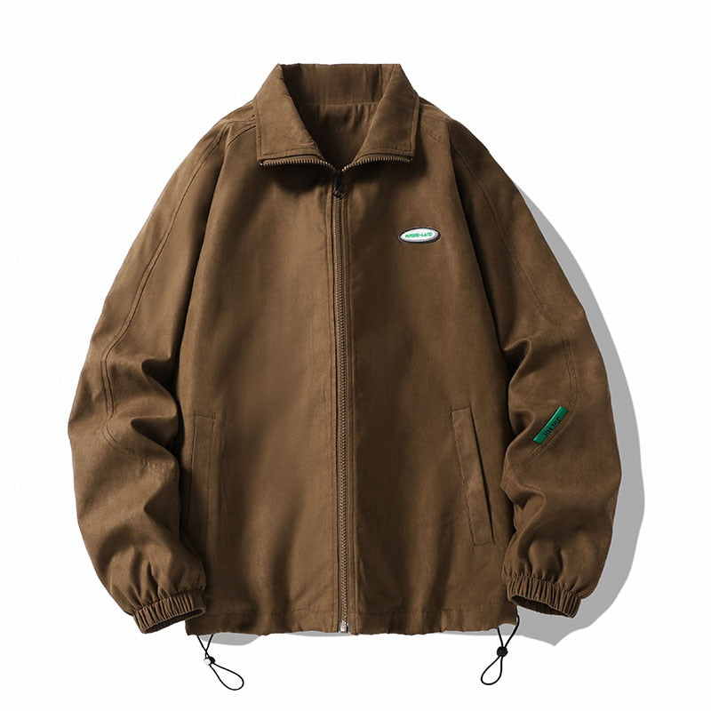 Gbolsos Spring Oversize Bomber Jacket Men Vintage Baggy Coat Fashion Korean Streetwear Zip Up Outerwear Clothing Tops Male Plus Size