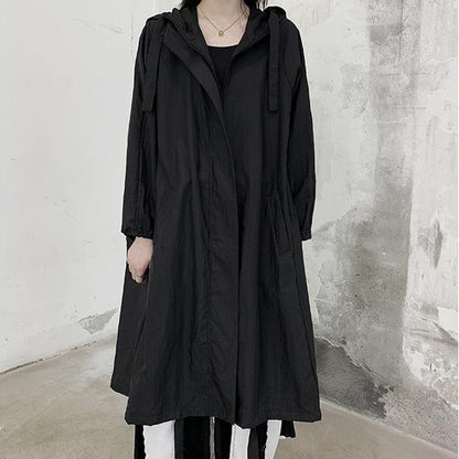 Gbolsos Jackets Women Hooded Chic Solid Breathable Casual Summer Simple Sun-proof Harajuku Long Style Streetwear Baggy Mujer Clothing