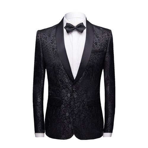 Black Formal Suit Men 2 Piece Set Asian Size 4XL Business Banquet Men Dress Suit Jacket and Pants High Quality Jacquard Fabric