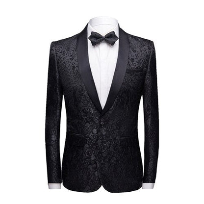 Black Formal Suit Men 2 Piece Set Asian Size 4XL Business Banquet Men Dress Suit Jacket and Pants High Quality Jacquard Fabric