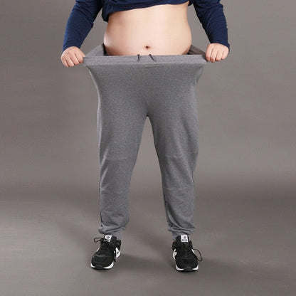 Men Big Size Solid Sweatpants Spring Elastic Narrow Feet Stretch Pants Loose Plus Size Casual Cotton Jogger Trousers 5XL 6XL 7XL