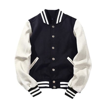 New Arrival Spliced Brand Single Breasted Patchwork Short Style Rib Sleeve Bomber Jacket Men Cotton Casual Baseball Coat