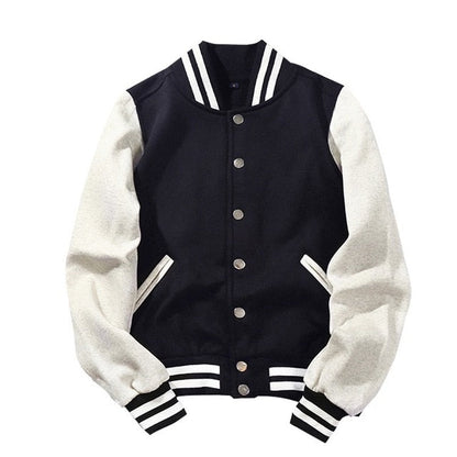 New Arrival Spliced Brand Single Breasted Patchwork Short Style Rib Sleeve Bomber Jacket Men Cotton Casual Baseball Coat