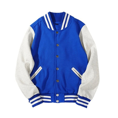 New Arrival Spliced Brand Single Breasted Patchwork Short Style Rib Sleeve Bomber Jacket Men Cotton Casual Baseball Coat