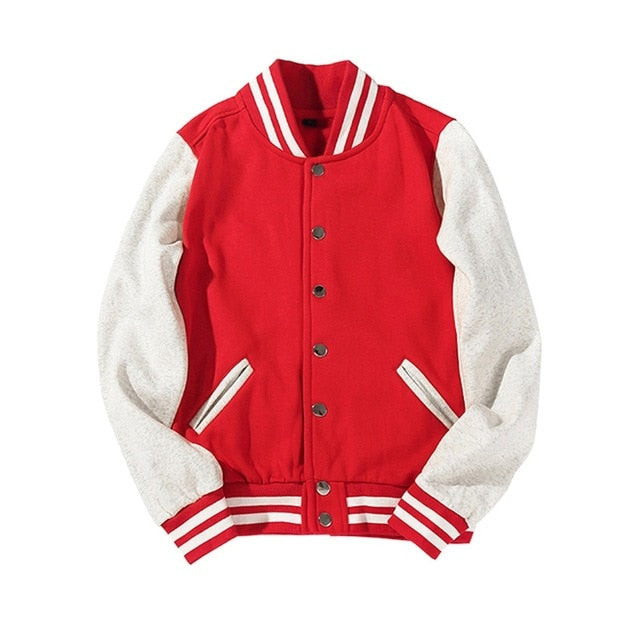 New Arrival Spliced Brand Single Breasted Patchwork Short Style Rib Sleeve Bomber Jacket Men Cotton Casual Baseball Coat
