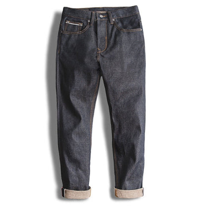 Maden Workwear Men’s Blue Straight  Jeans Sizes 28 To 38 Disposable Raw Woven Oversize Denim Jean Cotton Denim Pants  Style