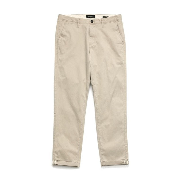 Gbolsos Spring Summer New Slim Fit Tapered Pants Men Enzyme Washed Classical Chinos  Basic Plus Size Trousers SJ150482