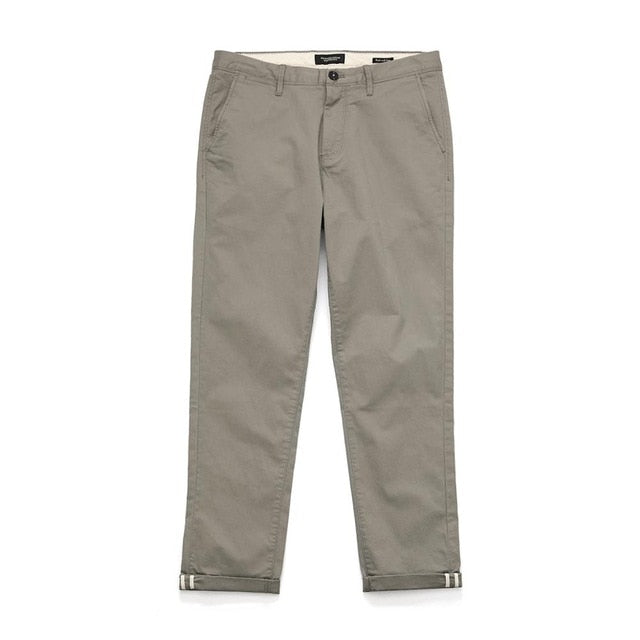 Gbolsos Spring Summer New Slim Fit Tapered Pants Men Enzyme Washed Classical Chinos  Basic Plus Size Trousers SJ150482