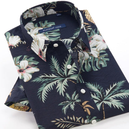 GbolsosMen's short sleeve Hawaiian shirt, quick-drying shirt, larger Asian size, summer 2021, casual and floral, beach,XXL-10XL for men