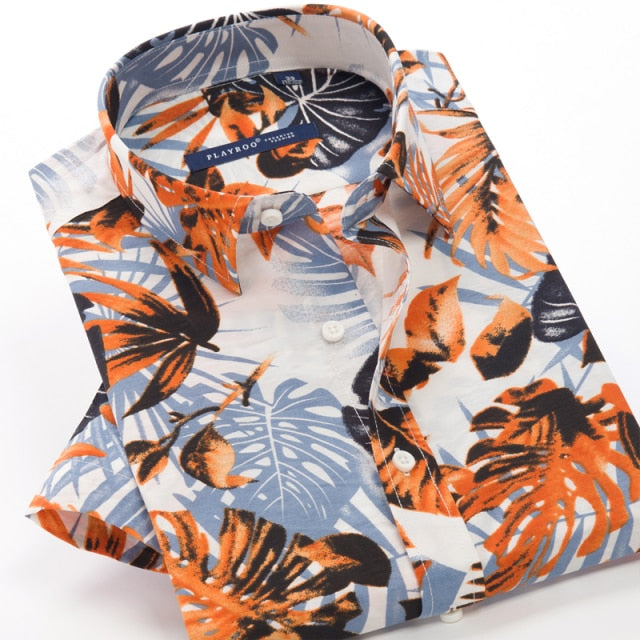 GbolsosMen's short sleeve Hawaiian shirt, quick-drying shirt, larger Asian size, summer 2021, casual and floral, beach,XXL-10XL for men