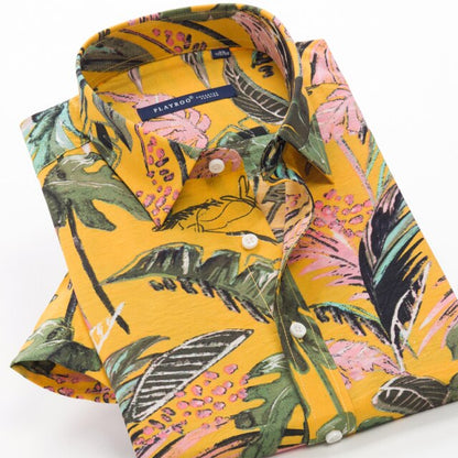 GbolsosMen's short sleeve Hawaiian shirt, quick-drying shirt, larger Asian size, summer 2021, casual and floral, beach,XXL-10XL for men