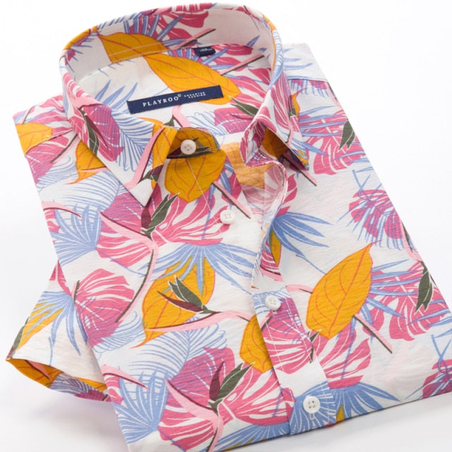 GbolsosMen's short sleeve Hawaiian shirt, quick-drying shirt, larger Asian size, summer 2021, casual and floral, beach,XXL-10XL for men